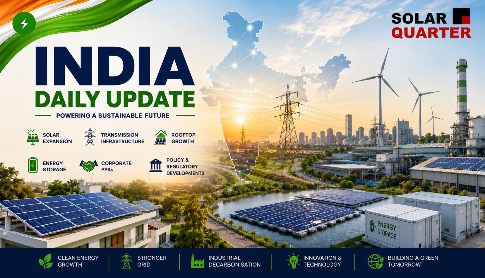Large scale solar farm supplying power to a modern high-density data center facility