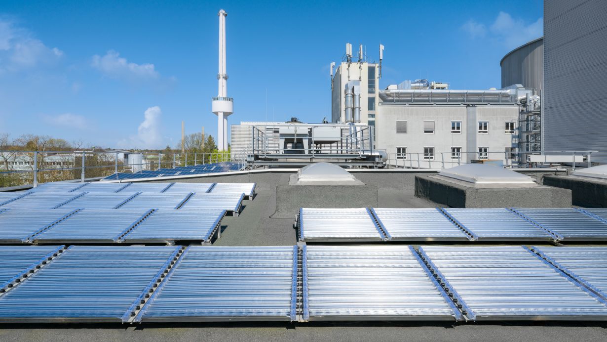 Photreon photocatalytic solar panel array producing green hydrogen from sunlight and water.