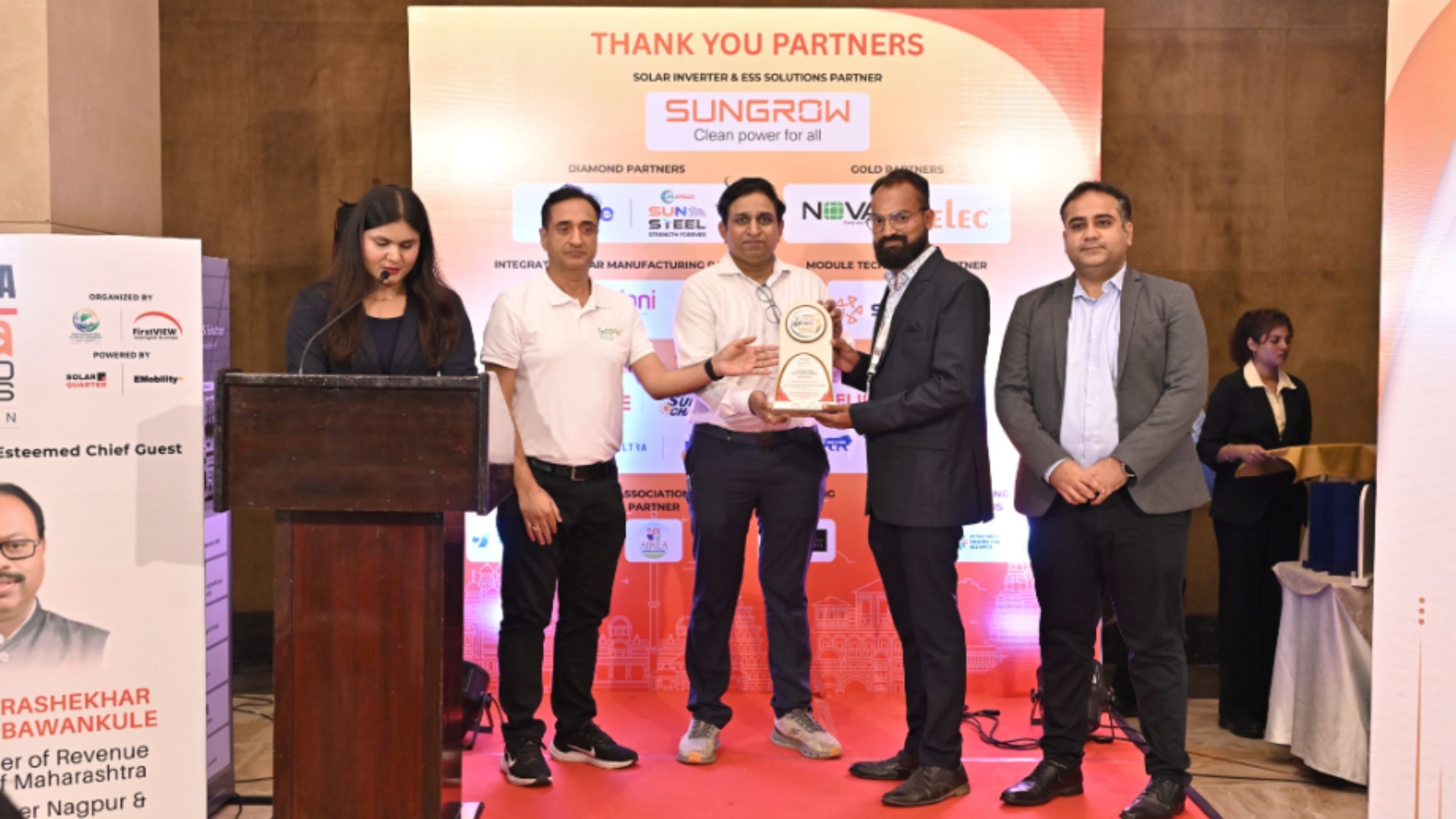A professional solar EPC award ceremony highlighting excellence in commercial and industrial solar projects.