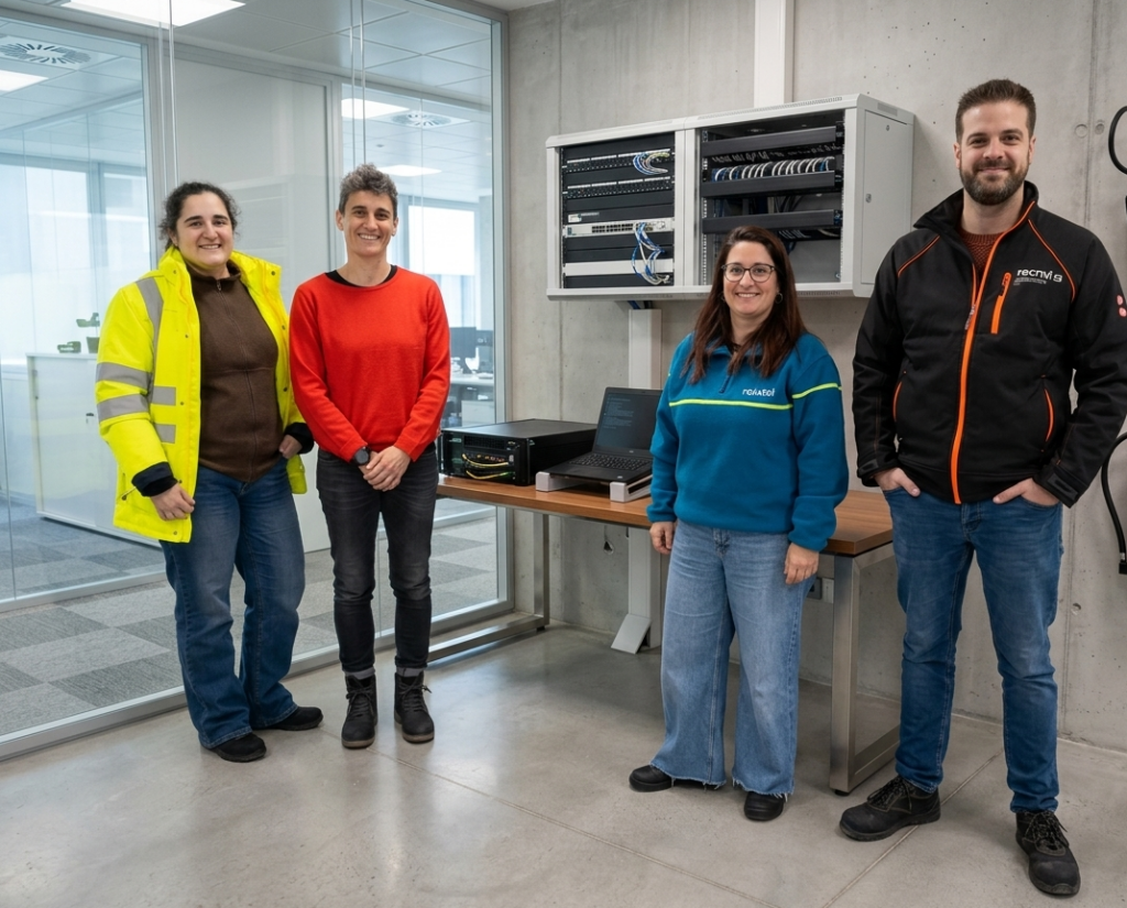 A technician inspecting a high-tech smart grid control unit in a modern solar facility