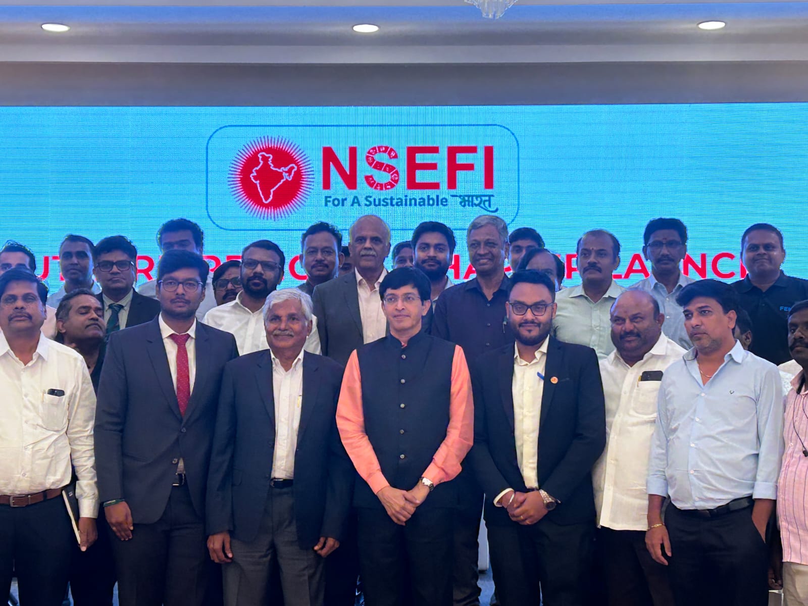 Solar energy professionals and stakeholders at the NSEFI Southern Regional Committee launch event in Chennai, India.