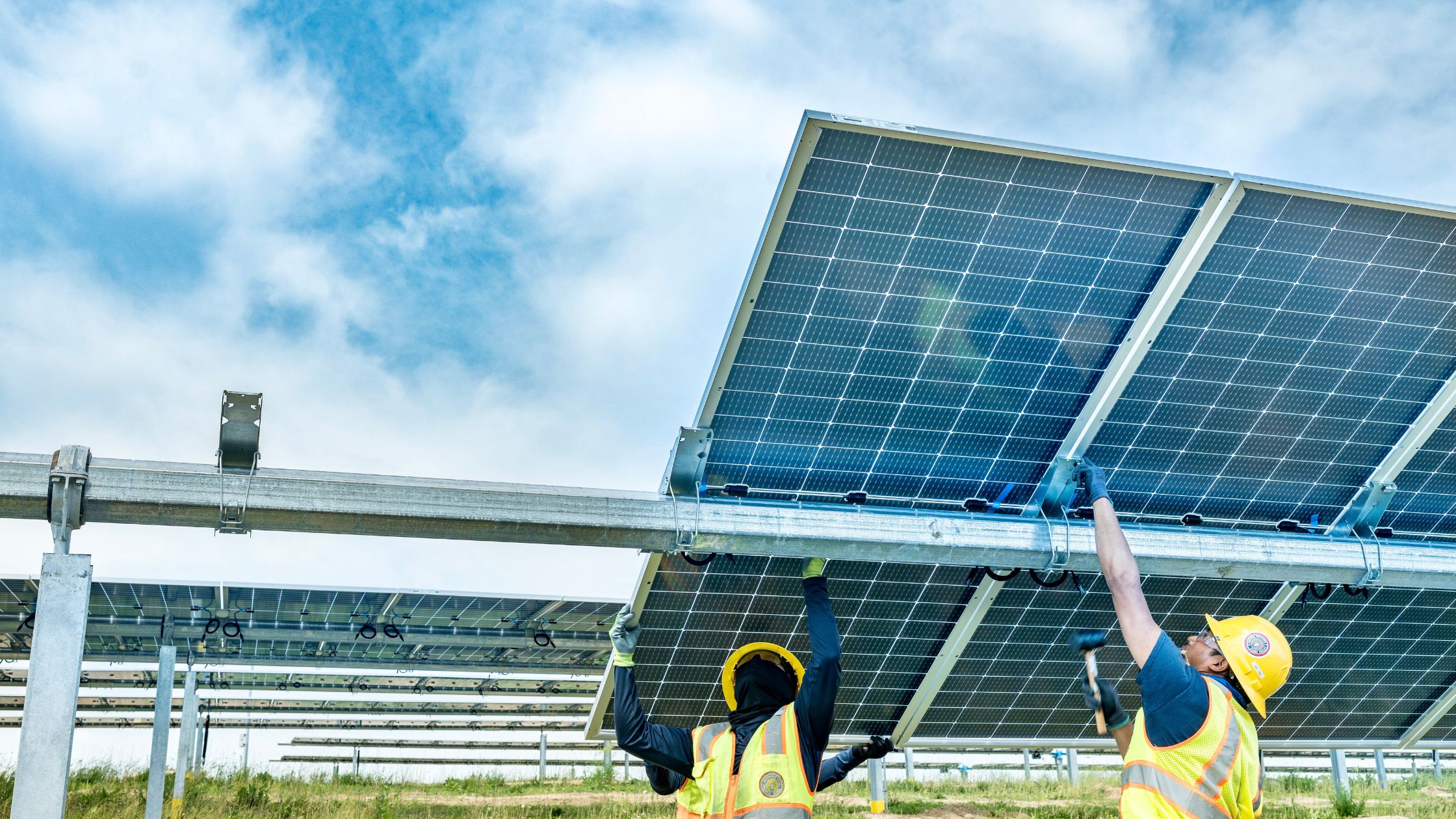 FTC Solar tracker system installed on a solar farm with bifacial modules