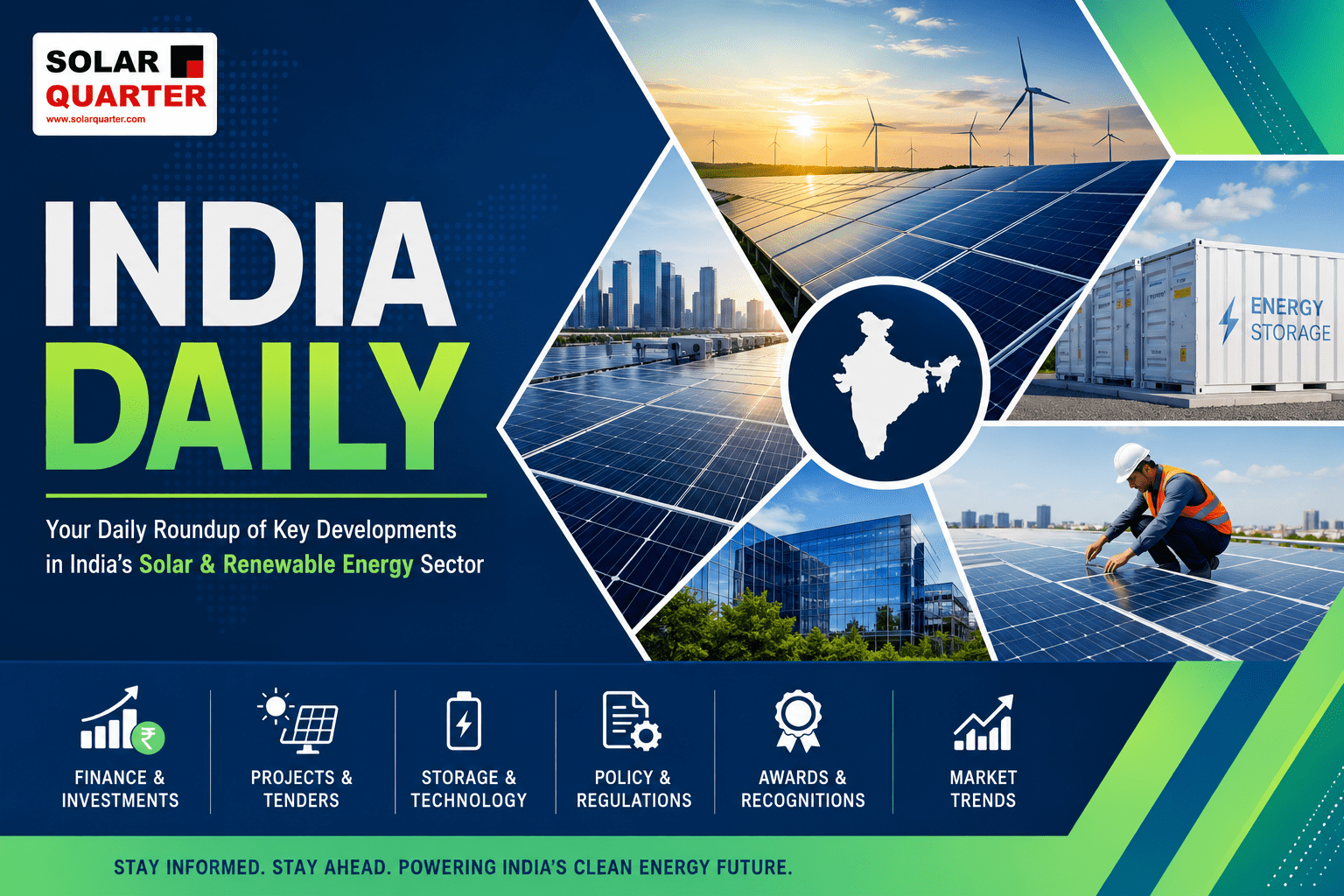 A high-tech digital interface overlaying a sprawling solar farm in a rural landscape.