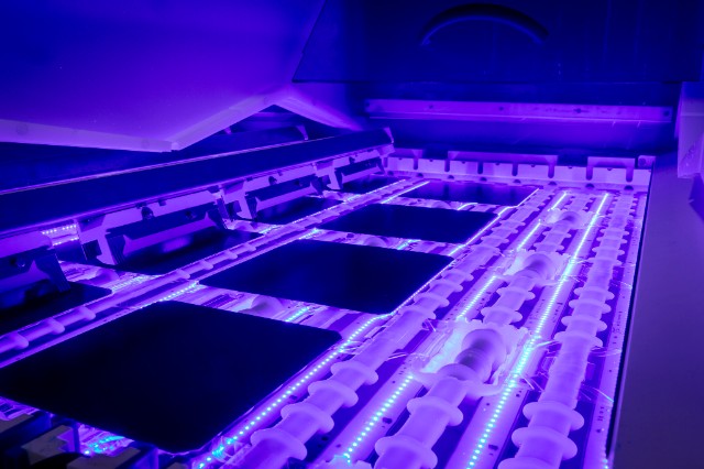 Close up of a solar cell grid pattern showing advanced metal contact technology