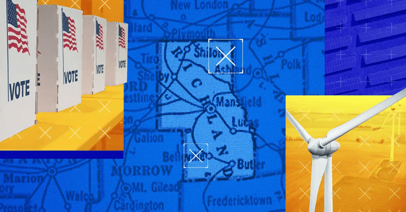 A rural Ohio landscape featuring open fields that could be used for solar energy development.