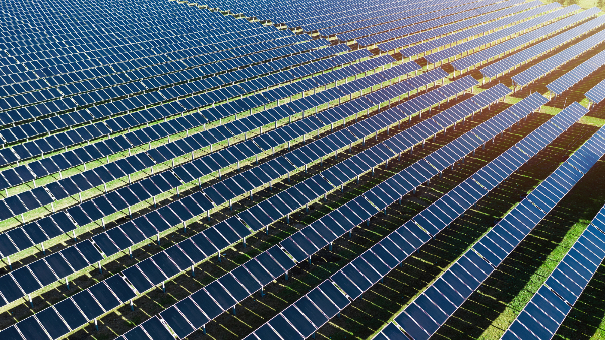 Large scale solar farm construction with battery storage containers and agricultural integration