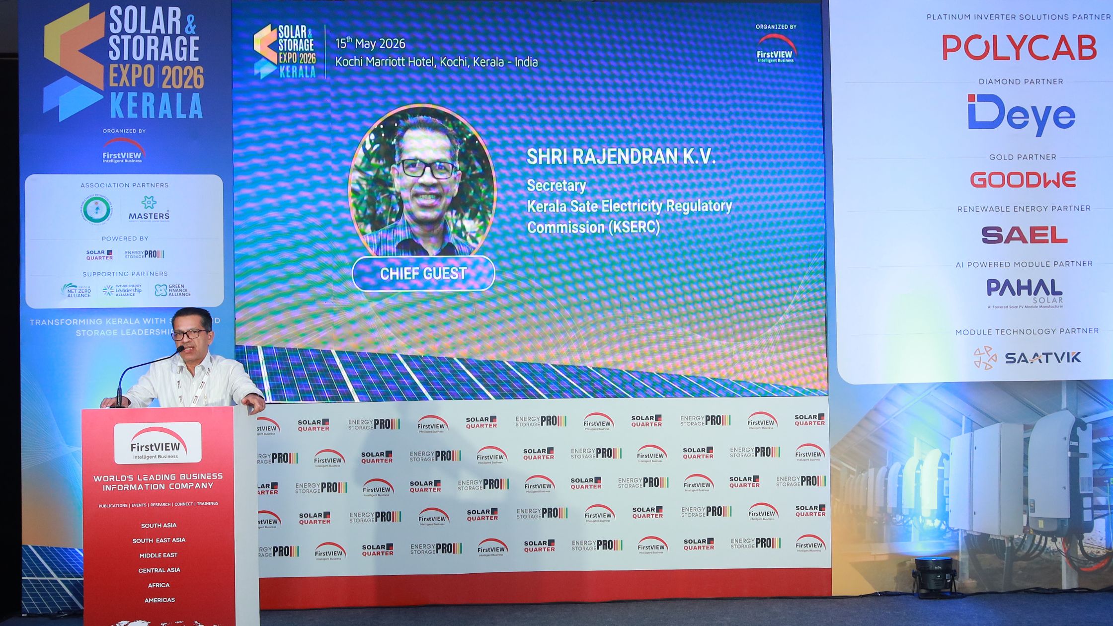 Solar & Storage Expo Kerala 2026 promotional banner showing renewable energy growth trends.