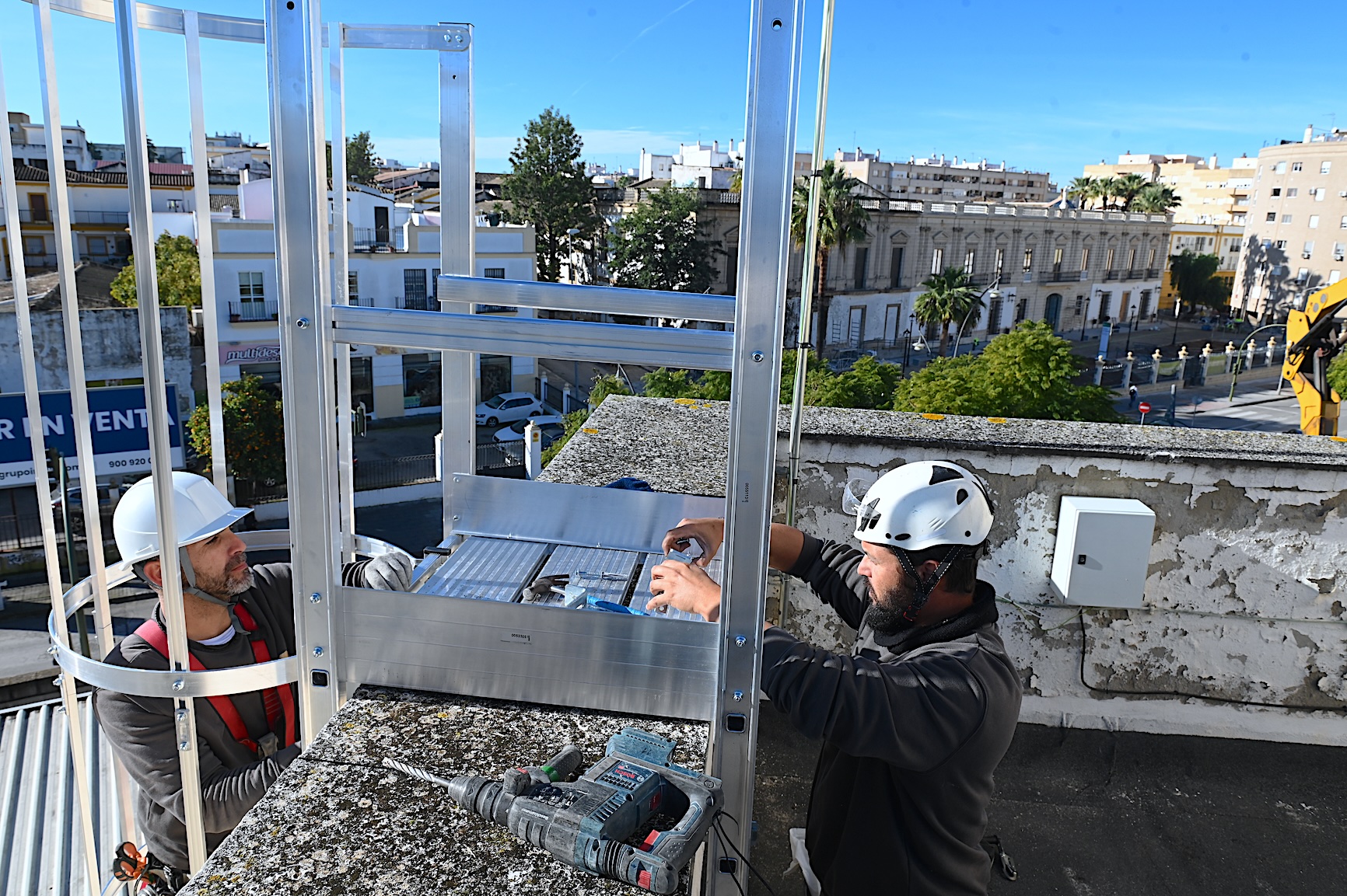 Solar panels installed on municipal buildings in Jerez de la Frontera, Spain