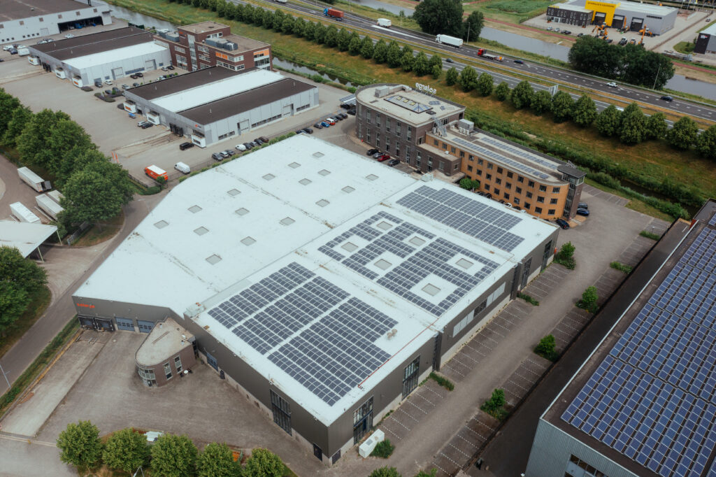 A modern automated solar module production line in a Dutch manufacturing facility