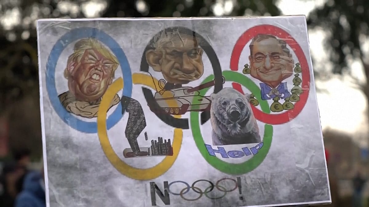 Protesters gathered in Verona questioning the sustainability and costs of the 2026 Winter Olympic infrastructure projects.