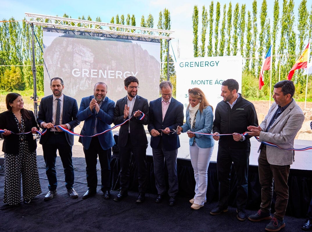 Large-scale battery energy storage system containers installed at a solar farm site in Chile
