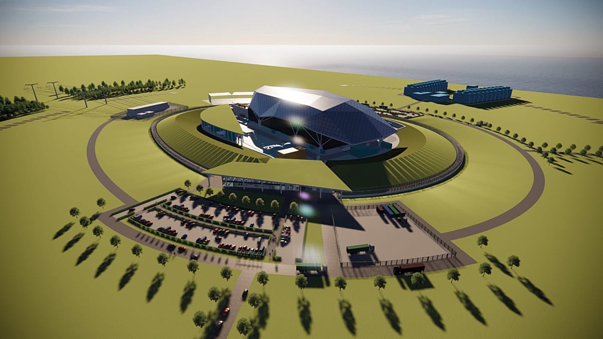 A modern solar panel installation on a Greek rooftop with a distant view of the Aegean Sea.