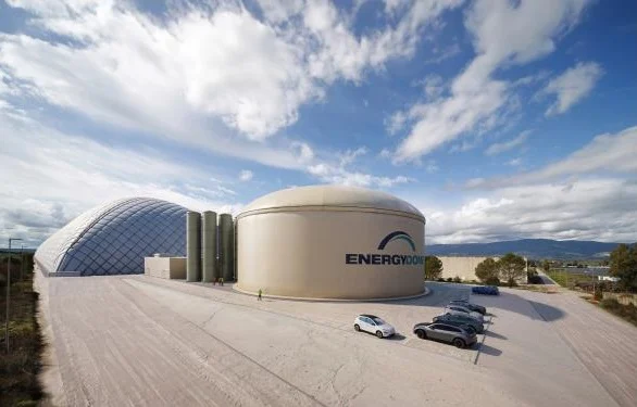 Energy Dome CO2 battery facility showing industrial infrastructure in a desert setting